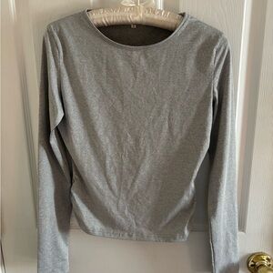 Women’s Grey Long Sleeve Crewneck Top